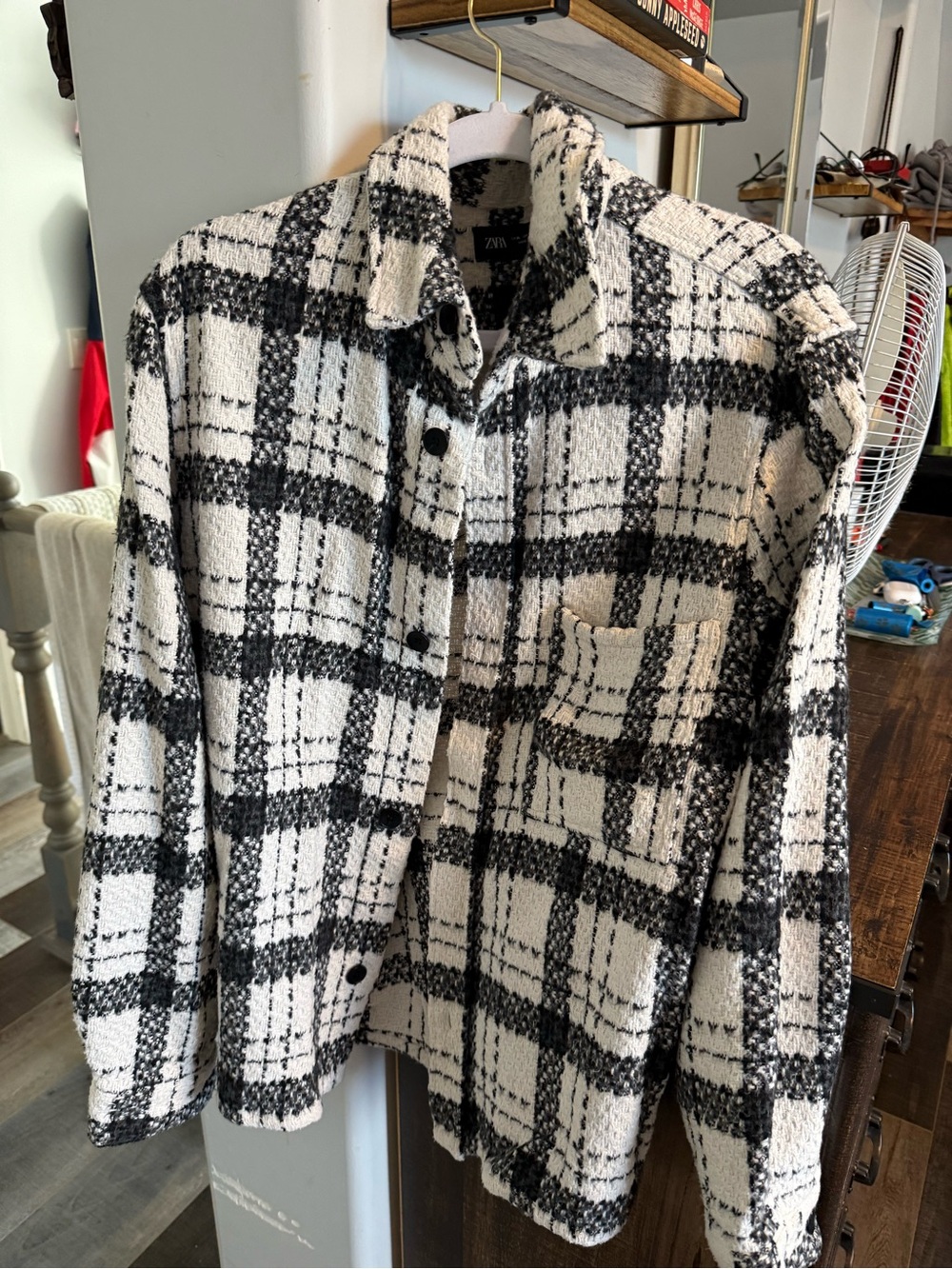 Zara Black & White Plaid Lightweight Shacket